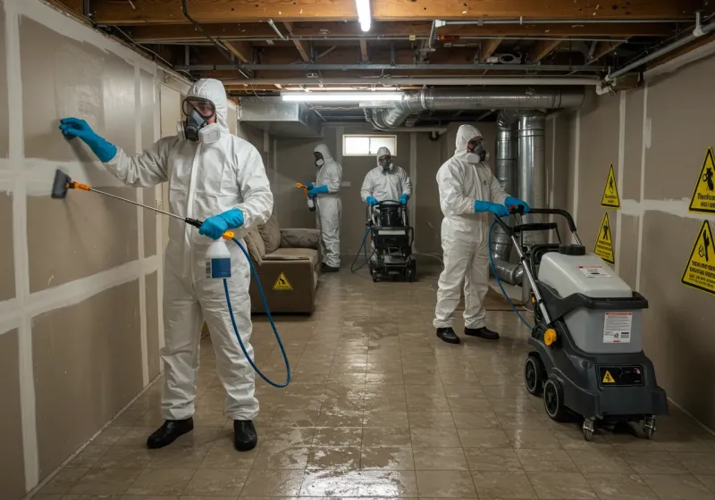 Basement Moisture Removal and Structural Drying process in Arnold Line, MS